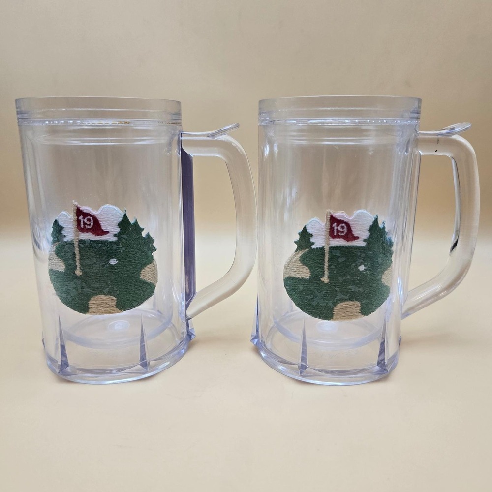 Golf 19th Hole Insulated‎  Beer Mugs Set of 2 Made in USA
